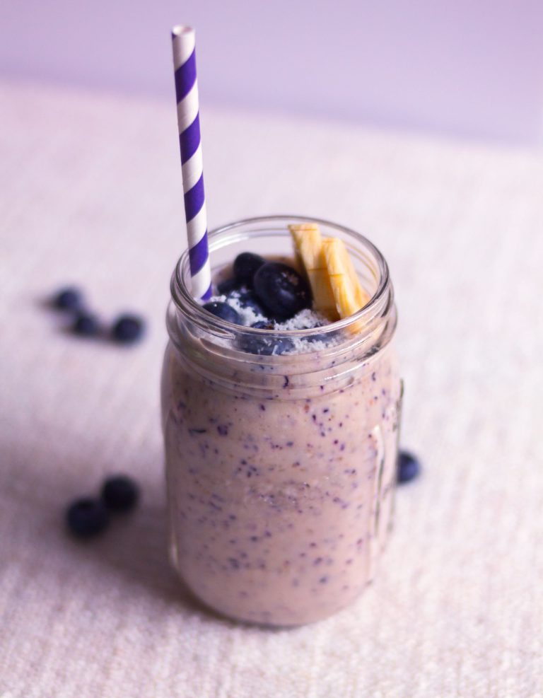 purple smoothie - blueberries and banana